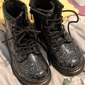 Dr. Martens Kids Black Glitter Boots